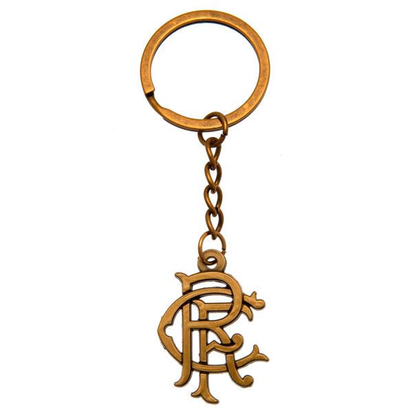 Rangers FC Antique Gold Scroll Crest Keyring